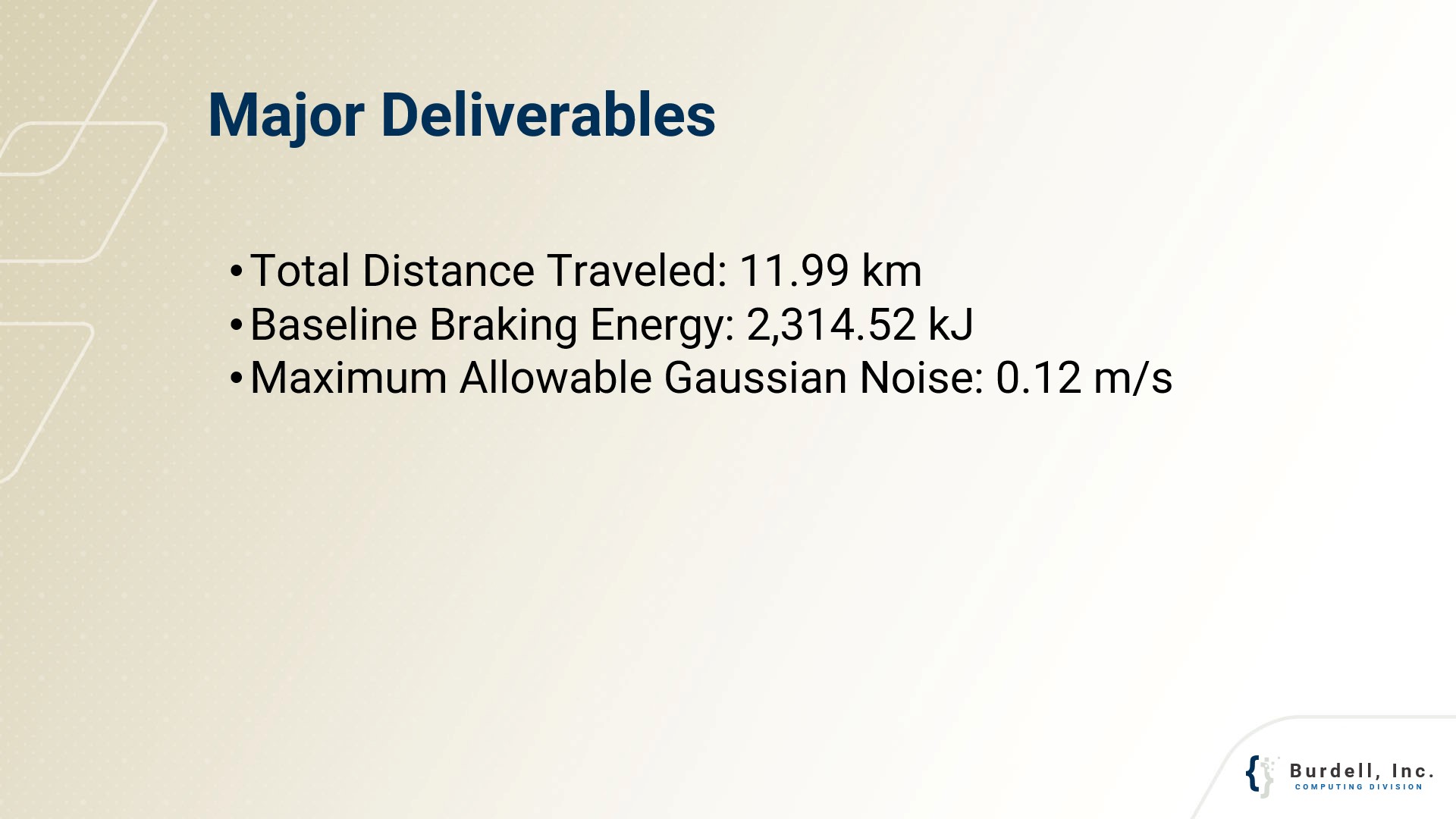 Major Deliverables